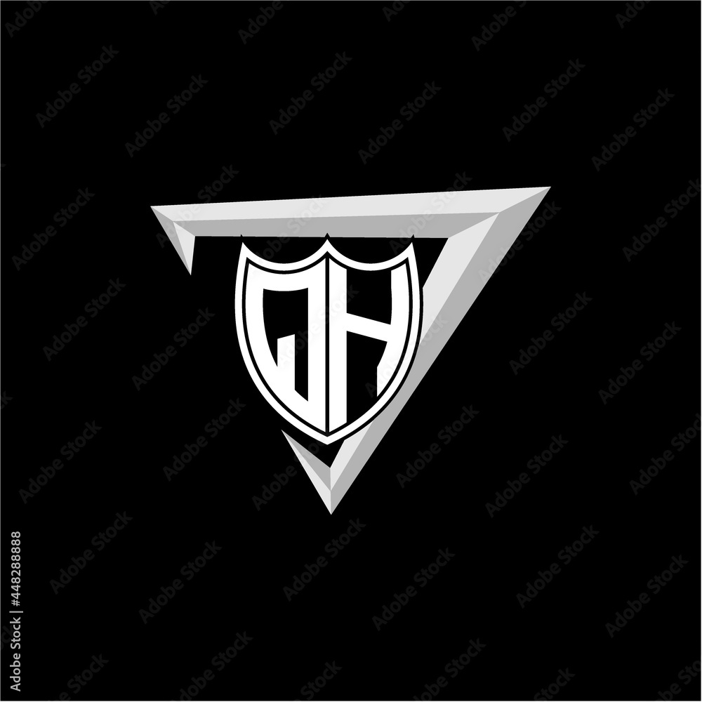 initial letter Q H shield shape with triangular decoration initial letter Q H shield shape with triangular decoration