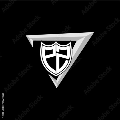 initial letter P Z shield shape with triangular decoration Free Download initial letter P Z shield shape with triangular decoration - GFXLoad