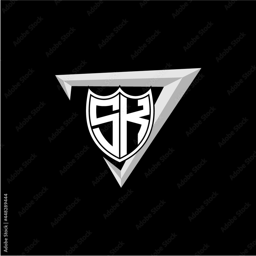 initial letter S K shield shape with triangular decoration initial letter S K shield shape with triangular decoration
