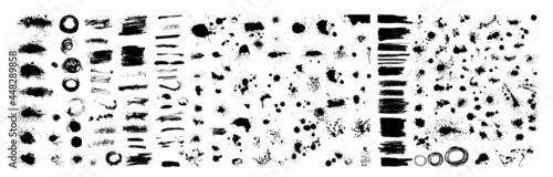 Set of blots . Paint stains black blotch background. Grunge Design Element. Brush Strokes. Vector illustration