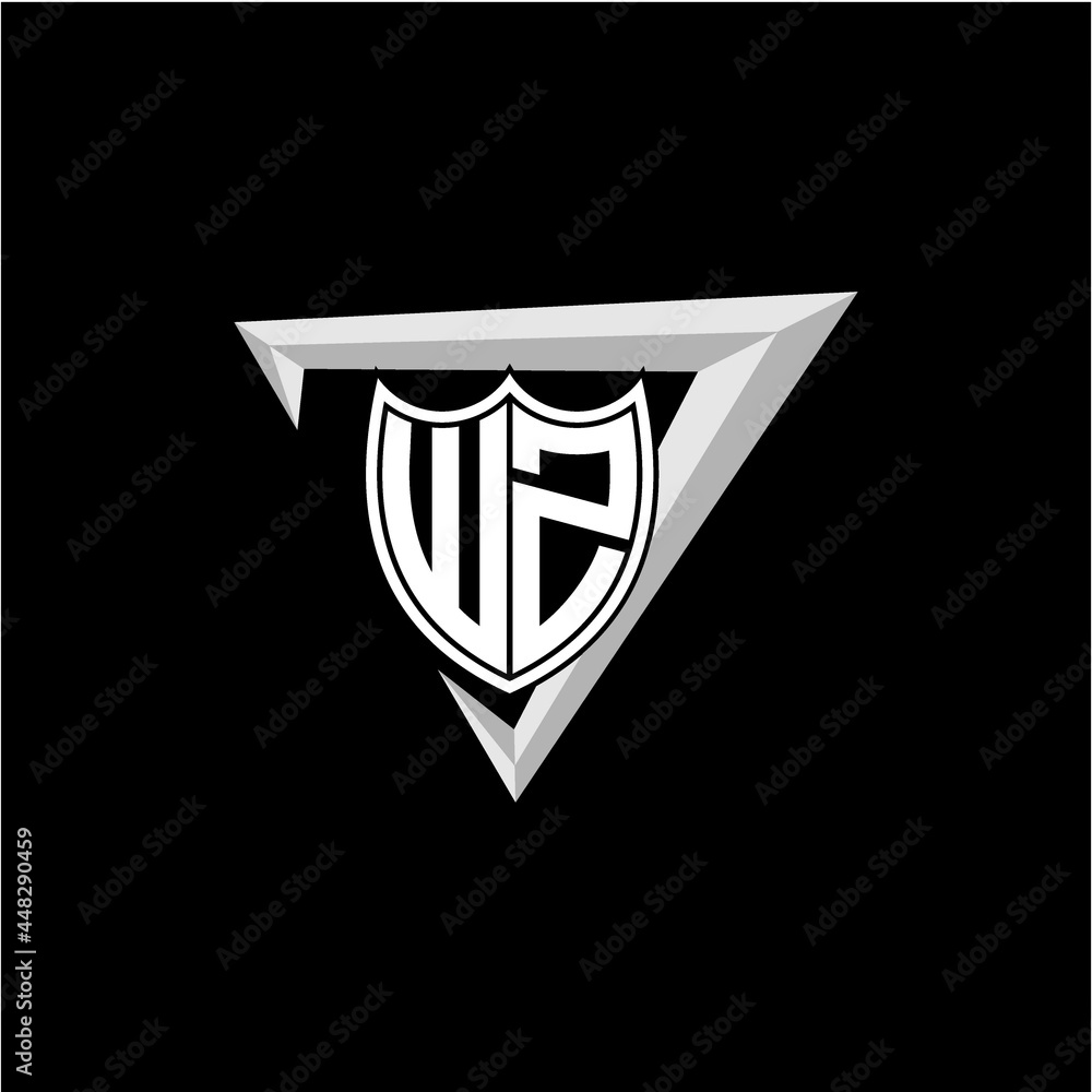 initial letter W Z shield shape with triangular decoration