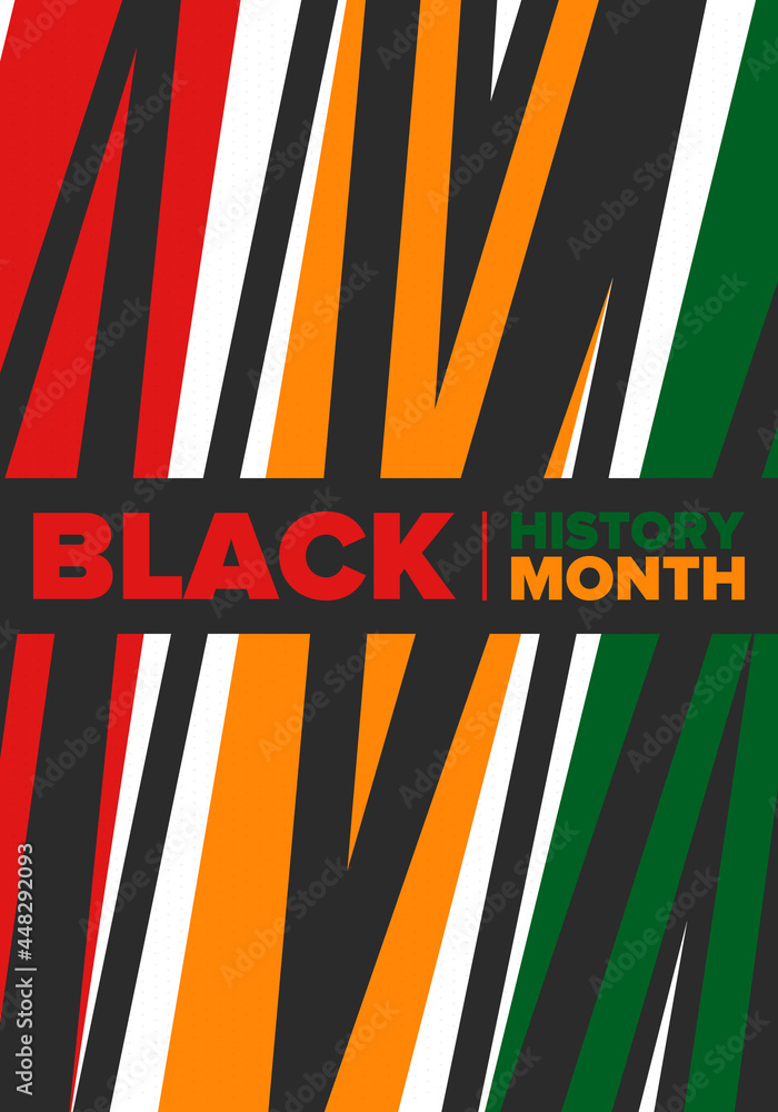 Fototapeta premium Black History Month. African American History. Celebrated annual. In February in United States and Canada. In October in Great Britain. Poster, card, banner, background. Vector illustration