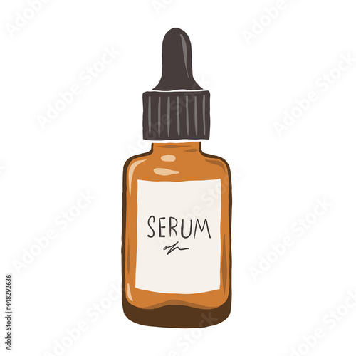 Skincare serum, beauty treatment, liquid moisturizer in glass bottle with pipette, realistic vector illustration