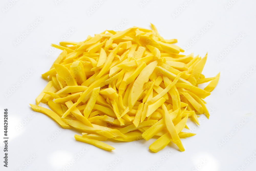 Preserved bamboo shoot on white background. Preserved bamboo shoot on white background.