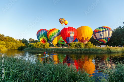 Canvastavla Suzdal, Vladimir region  Russian Federation - 07 22 2021:hot air balloon festiva