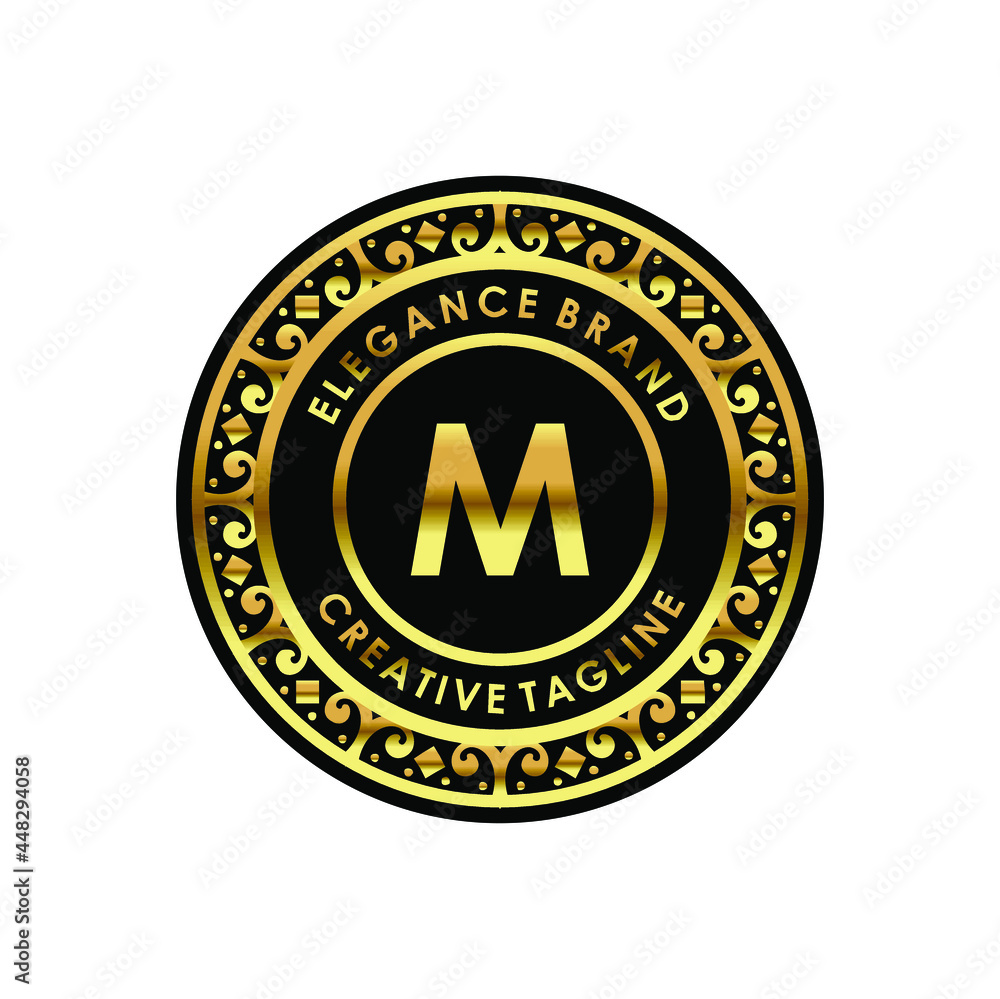 Abstract gold elegant logo design template. with initial M vector logo design Abstract gold elegant logo design template. with initial M vector logo design