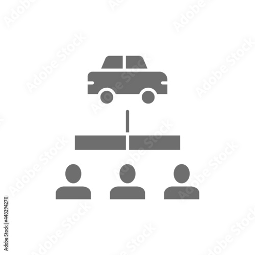 Vector car sharing service, carsharing gray icon.