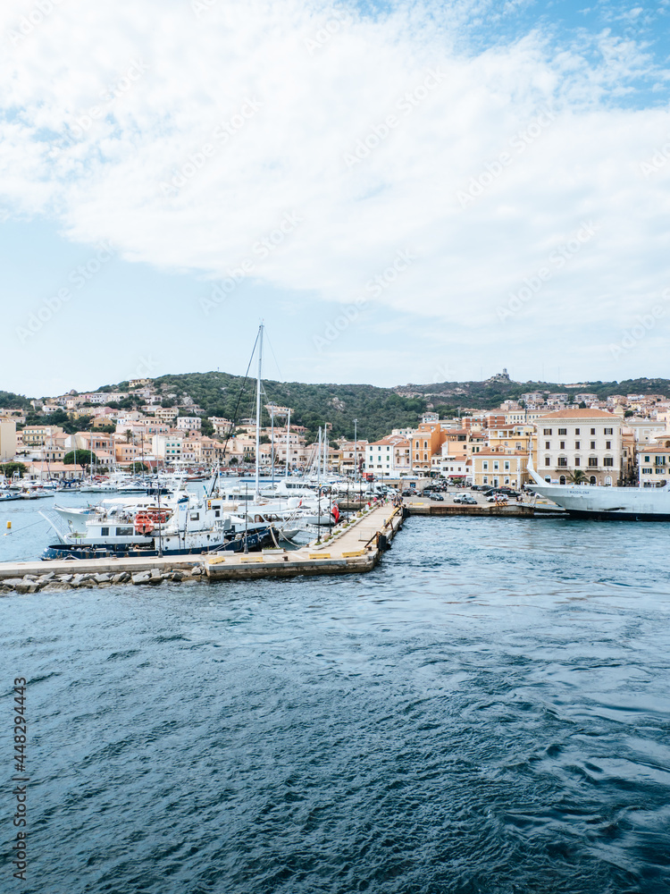 Port of La Maddalena city on Sardinia, Italy