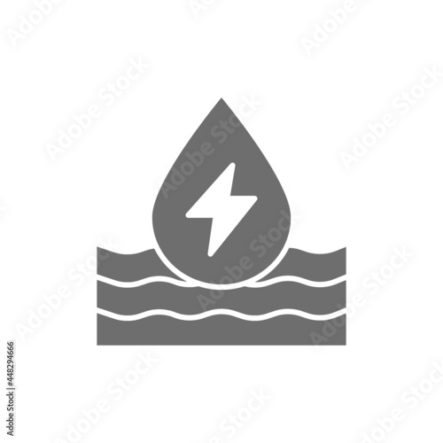 Water energy, ecology gray icon. Isolated on white background