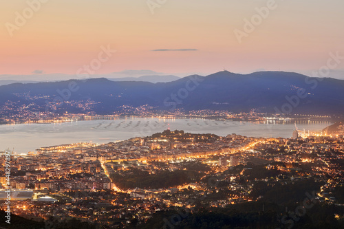 Panoramic of a sunset over the city of Vigo.