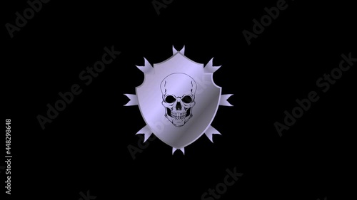 Silver shield with skull zoom in photo