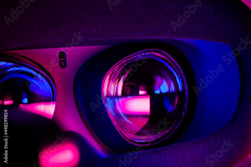 Close up of a virtual reality headset.