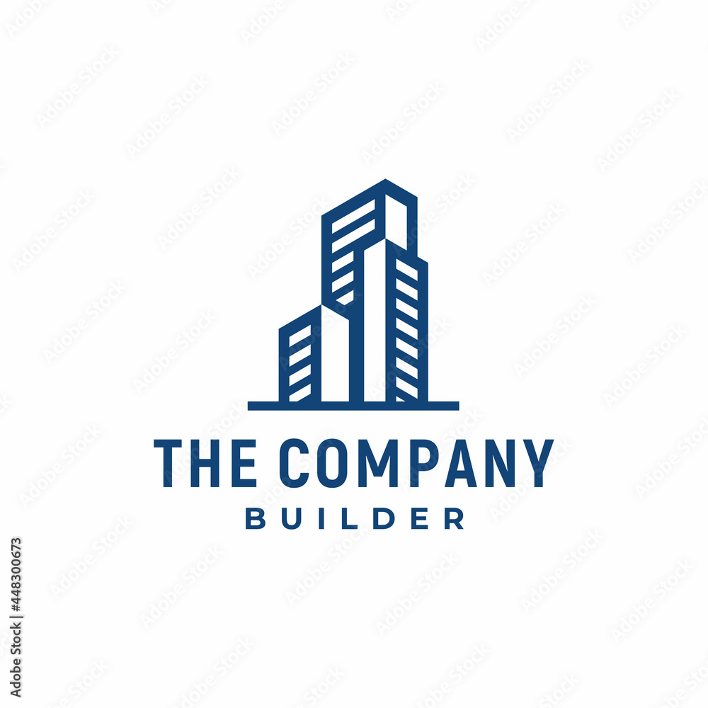 Simple Modern Architecture City Building for Real Estate Apartment Property logo design