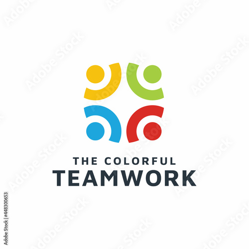 Abstract Colorful Human Logo design for Rainbow Culture Diversity Together Team Work Unity