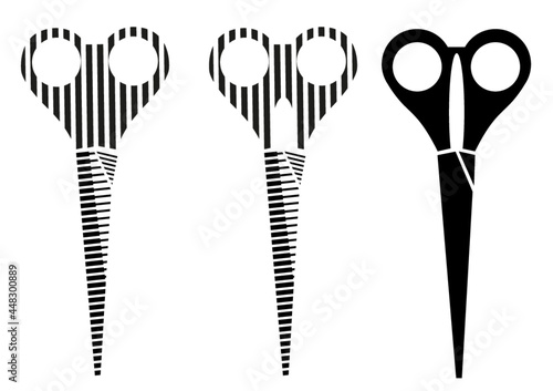 three scissors logos with different styles