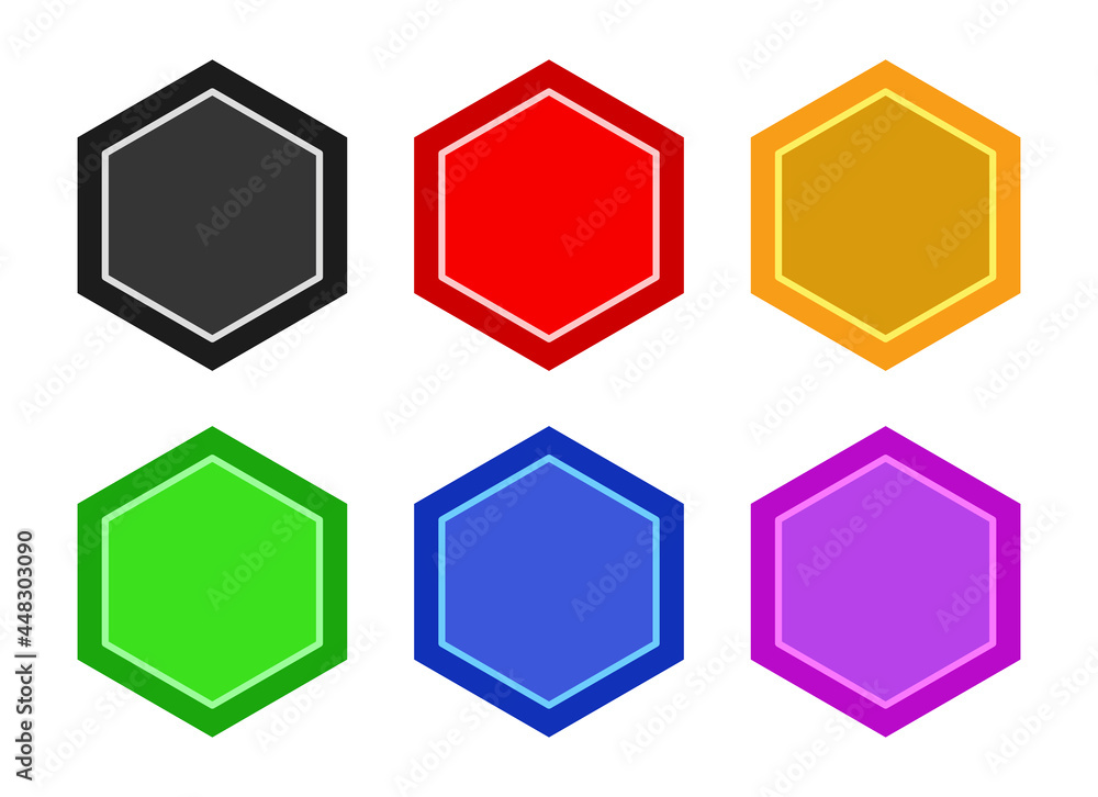 Set of hexagon with different colours. Set of hexagon with different colours.