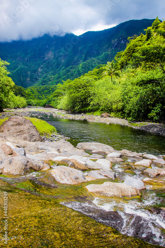 Tahiti beautiful green tropical mountains, rainforests, scenery, landscapes, Tahiti, French Polynesia, Pacific islands