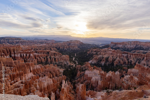 Beautiful sunrise of the Inspiration Point of Bryce Canyon National Park