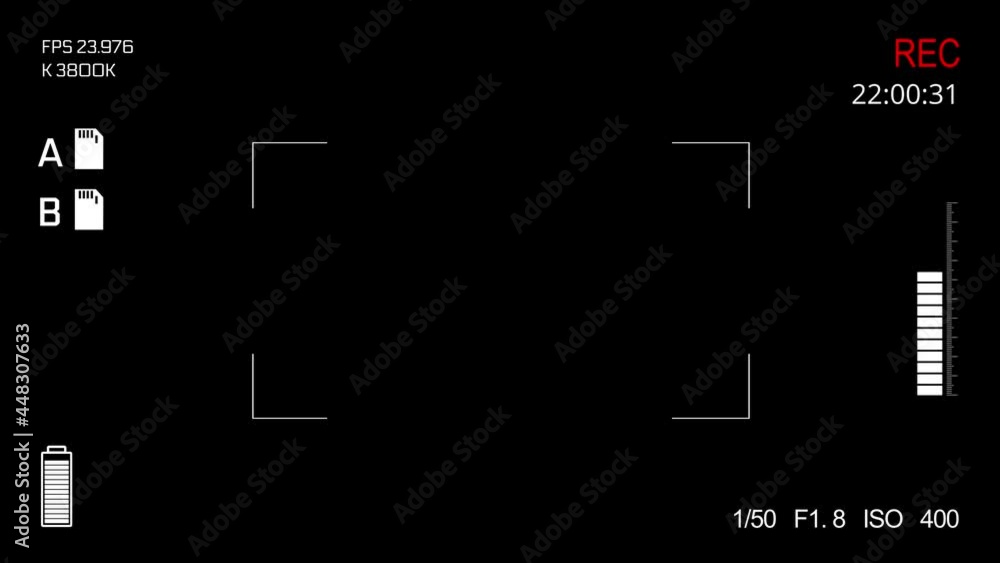 Camera viewfinder Camera viewfinder green screen alpha channel Animation. Camera viewfinder. Recording. Camera frame viewfinder screen of video recorder digital display interface. 4K