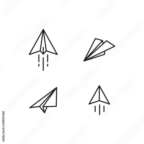 Set of Simple Flat Paper Plane Icon Illustration Design, Paper Plane Symbol Collection with Outlined Style Template Vector