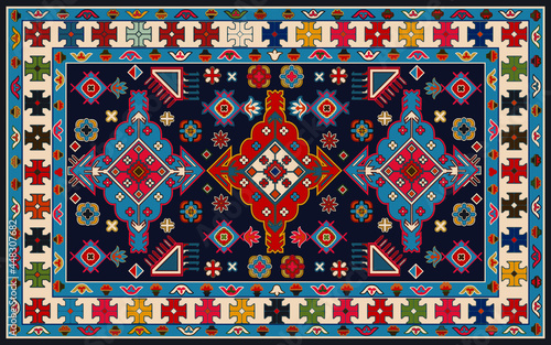 Persian carpet original design, tribal vector texture. Easy to edit and change a few colors by swatch window.
