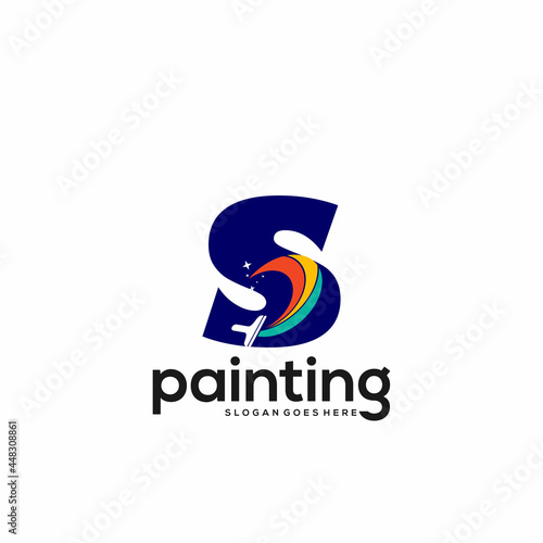 S letter logo and paint drop design combination  Colorful logo template art