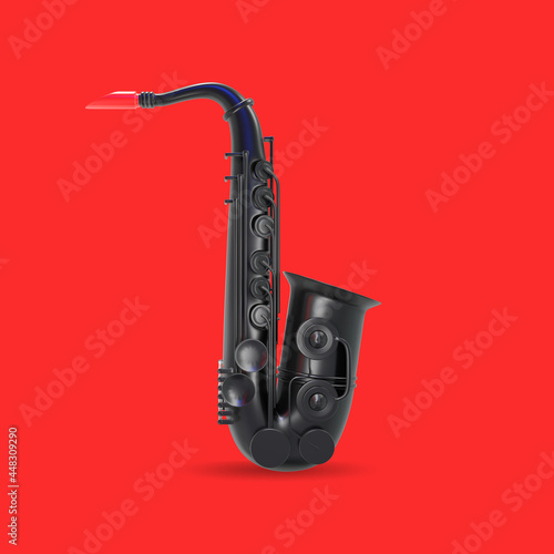 Canvas Print Saxophone jazz musical instrument. 3d illustration