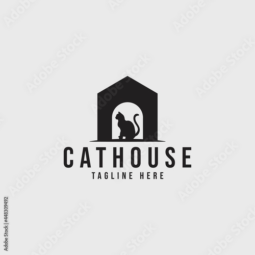 Cat house logo. logo vector for pet shop