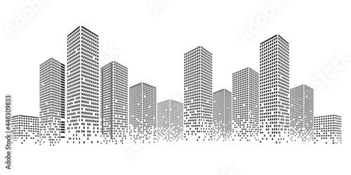 Fototapeta Naklejka Na Ścianę i Meble -  Abstract city landscape. Panoramic view of the city. Abstract background for presentation, poster or advertising. Stock vector illustration. EPS 10.