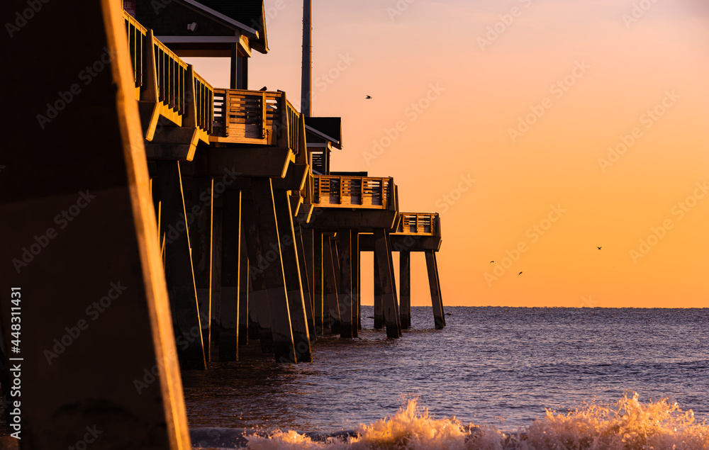 Jennette's Fishing Pier in Nags Head , North Carolina at sunrise.