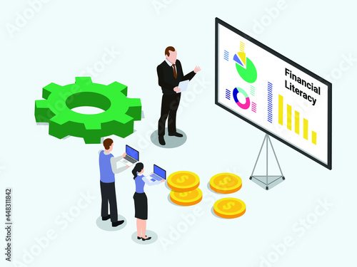 Finance class isometric 3d vector concept for banner, website, illustration, landing page, flyer, etc.