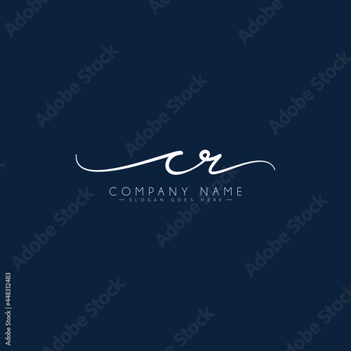 Initial Letter CR Logo - Handwritten Signature Style Logo