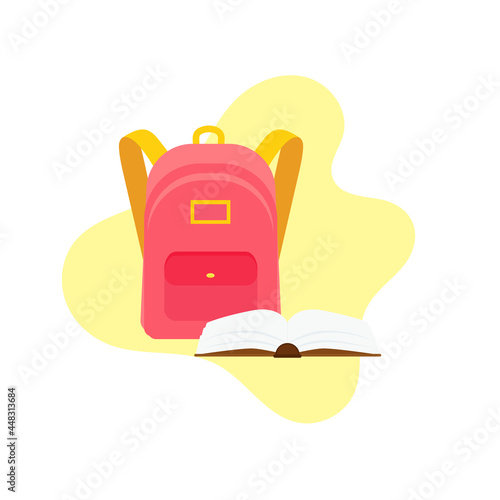 classroom school supplies stationery, pencil case, pen, pile of books, photorealistic literature,notebook, notebook textbook,school bag,Palettes and brushes in art,colored pencils. vector illustration
