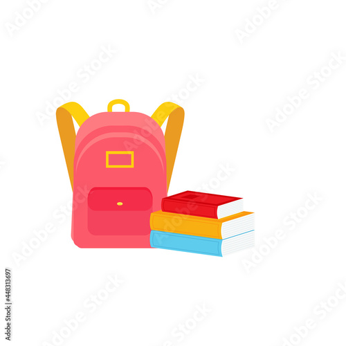 classroom school supplies stationery, pencil case, pen, pile of books, photorealistic literature,notebook, notebook textbook,school bag,Palettes and brushes in art,colored pencils. vector illustration