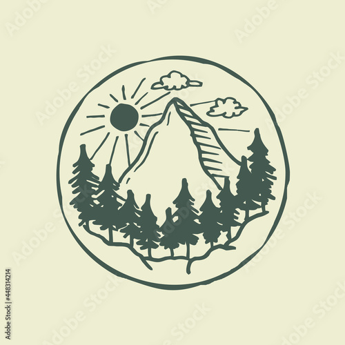 illustration of mountain. mountain vector illustration. tshirt design