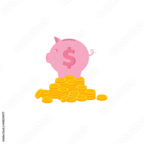 piggy bank, piggy bank, coin save, coin collecting, investment icon, piggy bank icon, concept of banking or financial business administration.vector illustration