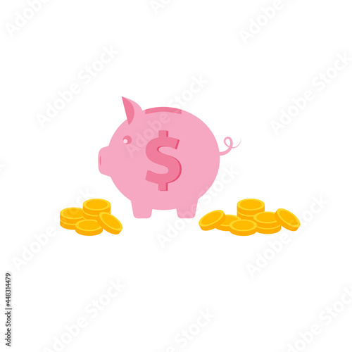 piggy bank, piggy bank, coin save, coin collecting, investment icon, piggy bank icon, concept of banking or financial business administration.vector illustration