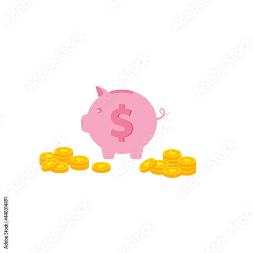 piggy bank, piggy bank, coin save, coin collecting, investment icon, piggy bank icon, concept of banking or financial business administration.vector illustration