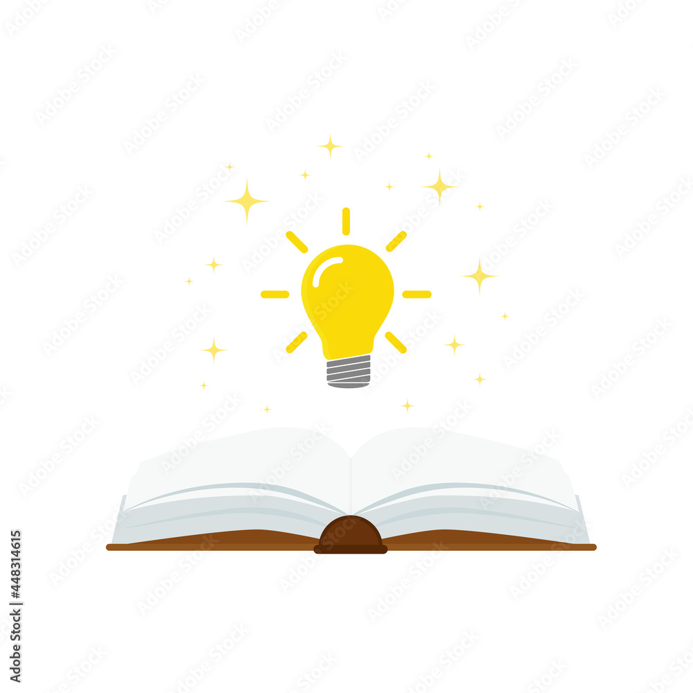 open book with light bulb concept, can use for, landing page, template, ui, mobile app, poster, banner, flyer.vector illustration . open book with light bulb concept, can use for, landing page, template, ui, mobile app, poster, banner, flyer.vector illustration .