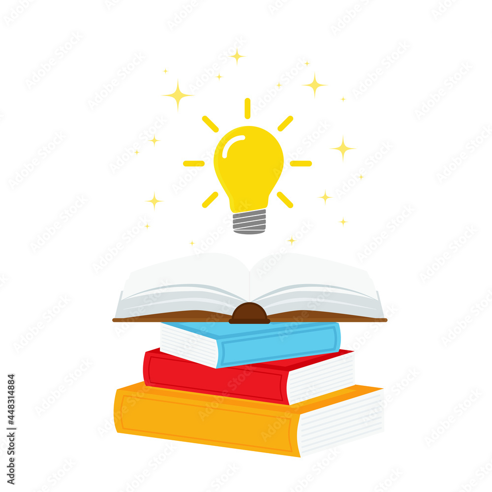 open book with light bulb concept, can use for, landing page, template, ui, mobile app, poster, banner, flyer.vector illustration . open book with light bulb concept, can use for, landing page, template, ui, mobile app, poster, banner, flyer.vector illustration .