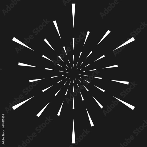 Radial, concentric, circular triangles shape, design element, icon