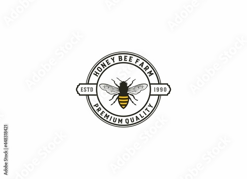 honey bee logo template in white background