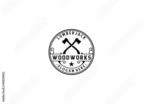 lumberjack logo template, vector in white background