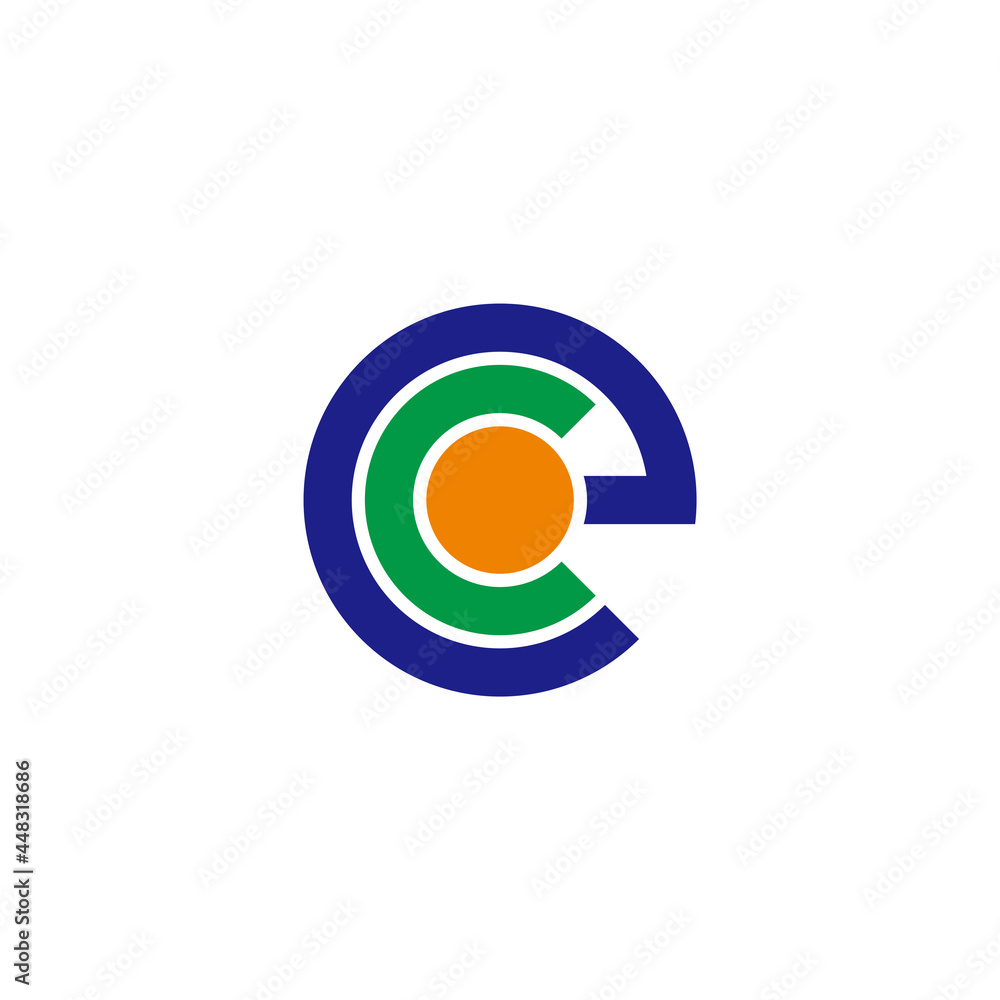 letter ec circle line geometric logo vector