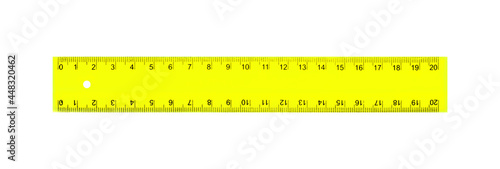 Science and education - Plastic yellow school ruler isolated