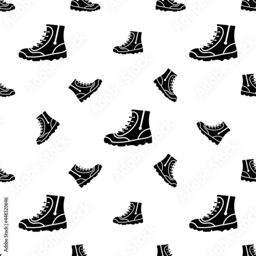 Camping Boots Seamless Pattern, Hunting Hiking Protective Boots