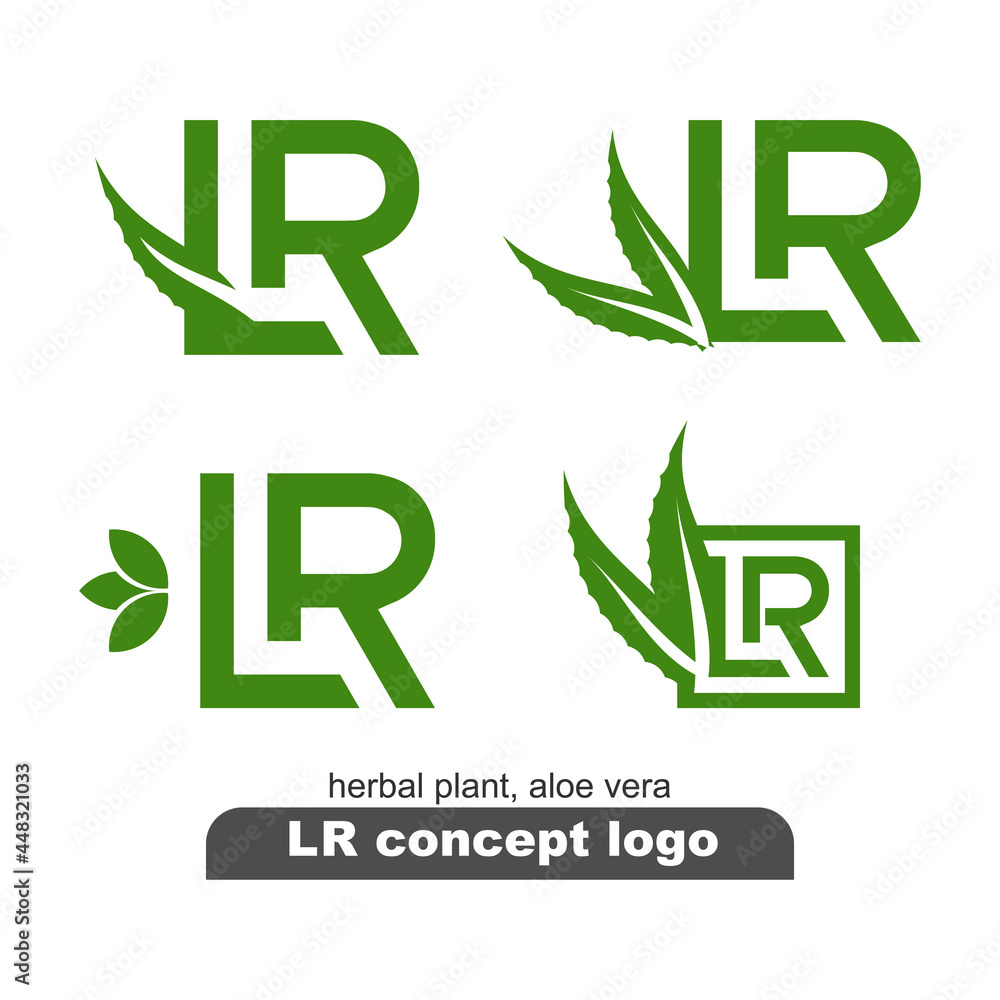 LR unique logo with green leaf combination LR unique logo with green leaf combination