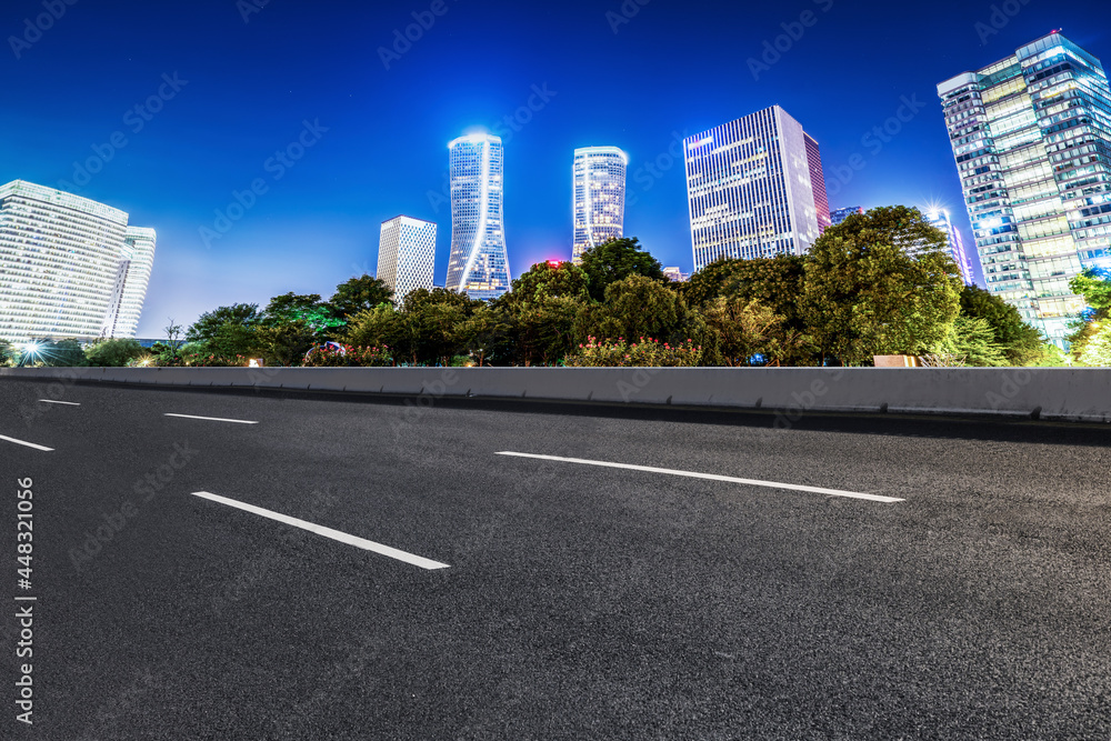 Skyline of Expressway Pavement and Night Scenery of Modern Architectural Landscape
