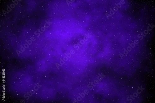 Starry night sky. Galaxy space background. 3D photo of violet or purple dark night sky with stars.