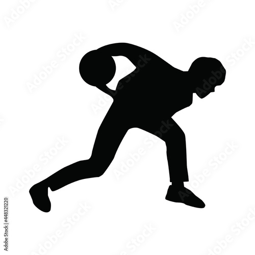 Two hand bowling man silhouette vector logo